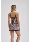 Moonlight 307 Yılan Desen Gecelik Ve String