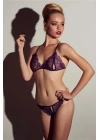 Mor Dantelli Sütyen Ve Gstring Takımı Tm2087