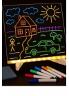 Neon Işıklı 7 Renk Işık Boyama Kalemli Led Resim Panosu Boyama Tahtası Kalemleri 20 X 20