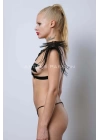Omuzdan Püsküllü Göğüs Harness, Deri Püsküllü Omuz Harness - Brf1240