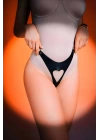 Önü Açık Kalpli Fantazi G-string, Deri Külot Harness - Brf1277