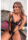 Özel Bölgesi Açık Dantelli Siyah Fantazi Babydoll Tm1309
