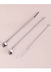 Paslanmaz Metal 2 Li Kaşıklı Pipet Fırça Seti