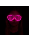 Pembe Led Işıklı Parti Gözlüğü - Neon Glow Şerit Gözlük 3 Modlu