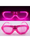 Pembe Led Işıklı Parti Gözlüğü - Neon Glow Şerit Gözlük 3 Modlu