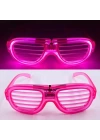 Pembe Led Işıklı Parti Gözlüğü - Neon Glow Şerit Gözlük 3 Modlu
