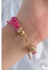Pembe Renk Zirkon Taşlı İpli Çoklu Bileklik - TJ-BB6342