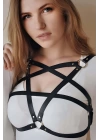 Pentagram Sembollü Deri Göğüs Harness - Brf167