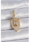 Pirinç Gold Renk Baget Zirkon Taşlı Ajda Charm - TJ-BC1011