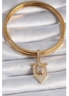 Pirinç Gold Renk Baget Zirkon Taşlı Ajda Charm - TJ-BC1011