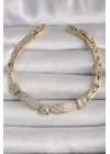 Pirinç Gold Renk Kare Zirkon Taşlı Xuping VIP Seri Kadın Bileklik - TJ-BB6745