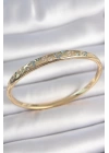 Pirinç Gold Renk Mavi Zirkon Taşlı Kelebek İşlemeli Kadın Kelepçe - TJ-BB6941