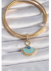 Pirinç Gold Renk Nazar Boncuklu Ajda Charm - TJ-BC1010