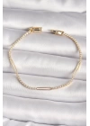 Pirinç Gold Renk Su Yolu Zirkon Taşlı Kadın Bileklik - TJ-BB6623