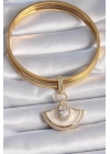 Pirinç Gold Renk Zirkon Taş Detaylı Beyaz Mineli Ajda Charm - TJ-BC1009