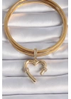 Pirinç Gold Renk Zirkon Taş Detaylı Kalp Figür Ajda Charm - TJ-BC1015