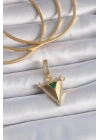 Pirinç Gold Renk Zirkon Taşlı 3D Üçgen Model Ajda Charm - TJ-BC1002