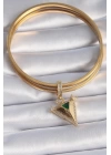 Pirinç Gold Renk Zirkon Taşlı 3D Üçgen Model Ajda Charm - TJ-BC1002