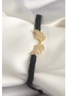 Pirinç Gold Renk Zirkon Taşlı Kanat Figür Asansörlü Makrome Model Kadın Bileklik - TJ-BB6803