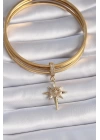 Pirinç Gold Renk Zirkon Taşlı Kutup Yıldızı Model Ajda Charm - TJ-BC1004