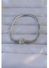 Pirinç Gümüş Renk Zirkon Taşlı Charm Bileklik - TJ-BB6221