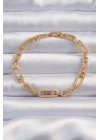 Pirinç Vip Seri Gold Renk Zirkon Taşlı Messika Model Bileklik - TJ-BB6312