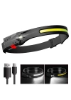 PS-001 5 Aydınlatma Modlu COB LED Sensörlü USB Şarj  Edilebilir Dahili Pilli Kafa Lambası