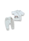 Romantik Çift Baykuş Nakışlı %100 Cotton Antibakteriyel 5li Zıbın Takımı Hastane Çıkışı
