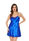 Saks Mavi Saten Gecelik - M-264