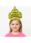 Sarı Happy Birthday Prenses Tacı – Doğum Günü Taç Aksesuarı