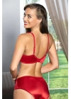 Saten Toparlayıcı Minimizer Sütyen Ve Yüksek Bel Slip Külot Takım Kırmızı (brf31521)