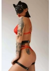 Seksi Deri Maske Tasma Ve Jartiyer Harness Takım - Brf783