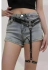 Seksi Deri Tek Bacaklı Jartiyer Harness - Brf930