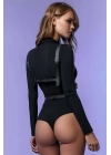 Seksi Göğüs Üzeri Şık Harness - Deri Kadın Harness - Kadın Deri İç Giyim - Brf580