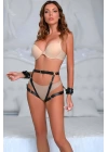 Şık Deri Kelepçeli Popo Saran Harness Takım - Brf1028
