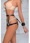 Şık Deri Kelepçeli Popo Saran Harness Takım - Brf1028