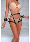 Şık Deri Kelepçeli Popo Saran Harness Takım - Brf1028