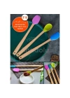 Silikon Uçlu Isıya Dayanıklı Bambu Spatula 3lü Set