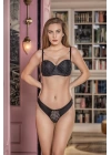 Simli Straplez Lotus Sütyen Ve Slip Külot Takım Siyah (brf31541)
