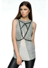Sırtı Zincir Detaylı Şık Deri Harness - Brf206