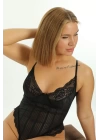 Siyah Çizgili Bodysuit - 876
