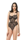 Siyah Dantelli Bodysuit - 623s