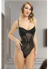 Siyah Dantelli Bodysuit - 623s