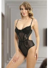 Siyah Dantelli Bodysuit - 623s