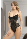 Siyah Dantelli Bodysuit - 623s