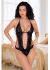 Siyah Dantelli Bodysuit - 939