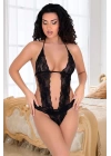 Siyah Dantelli Bodysuit - 939
