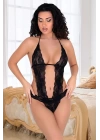 Siyah Dantelli Bodysuit - 939