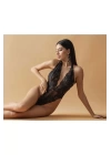Siyah Dantelli Fantezi Bodysuit - 857