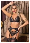 Siyah Dantelli Kadın Fantezi Jartiyer Takım Jesica Bella E-007